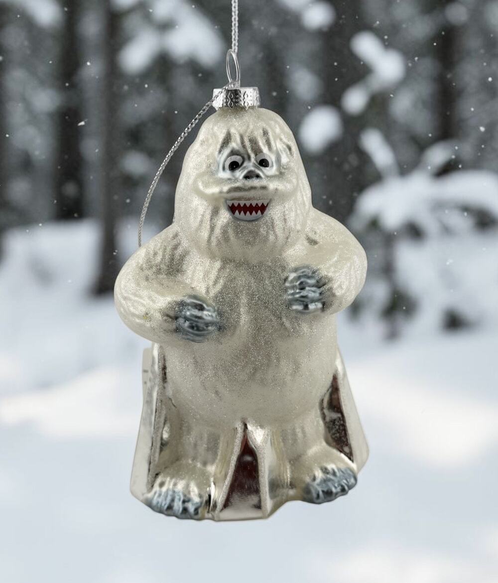Abominable Snowman Glass Ornament 5" Tall Southern Living NWT Dillards